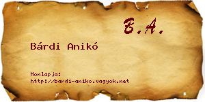 Bárdi Anikó névjegykártya